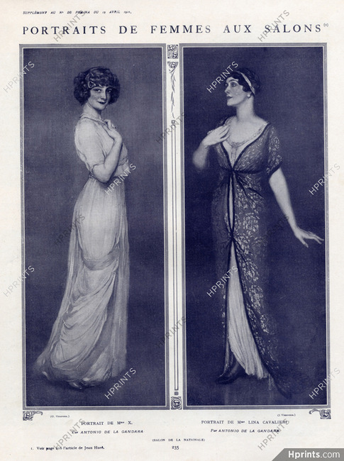 Mrs Lina Cavalieri 1912 Evening Gown Antonio de La Gandara