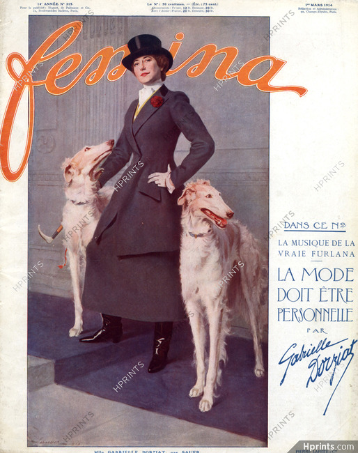 Gabrielle Dorziat 1914 Portrait, Borzoï Sighthound, Dogs