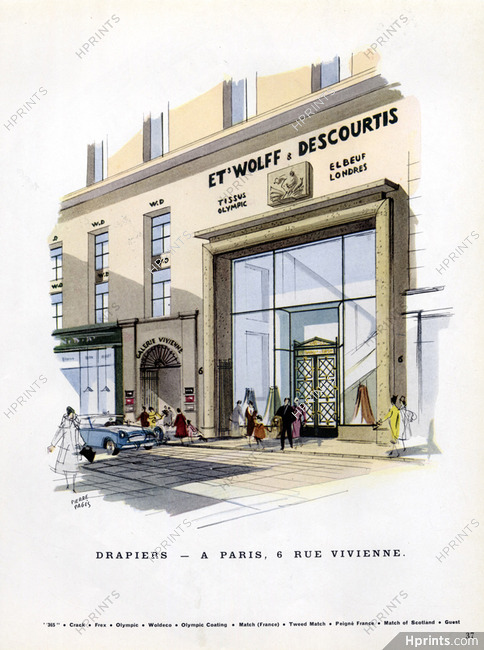 Wolff & Descourtis (Fabric) 1959 Store 6 rue Vivienne Paris, Pierre Pagès