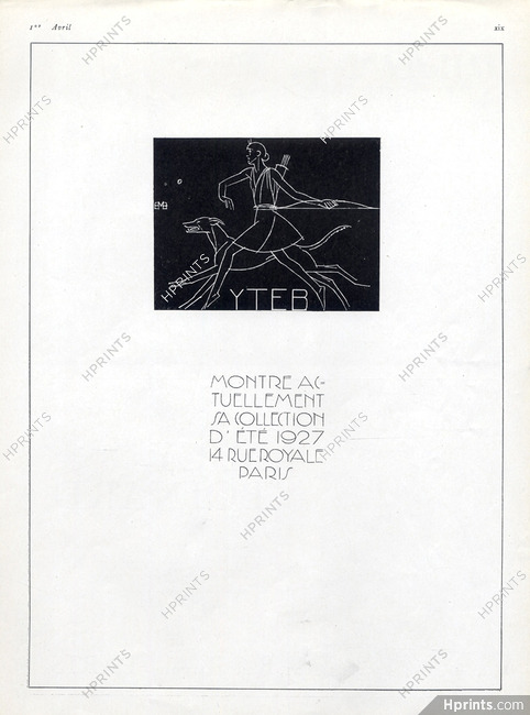 Yteb (Couture) 1927 Bernard Boutet de Monvel, Sighthound, Greyhound Huntress