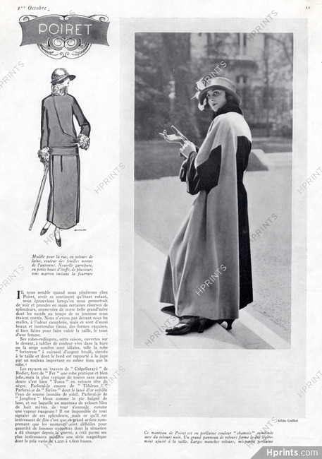 Paul Poiret 1922 Velvet Coat, Photo Albin Guillot, Fashion Photography