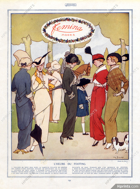 M.Bert 1914 L'heure du Footing Fashion Illustration Suit