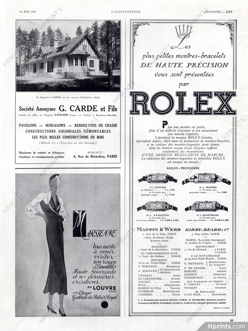 Rolex (Watches) 1933 Models Lotusia Trapèze 8 Facettes Egyptienne