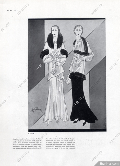 Paquin 1931 Evening Coats Douglas Pollard Evening Gown