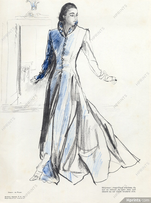 Molyneux 1937 Evening Velvet Coat, Plucer