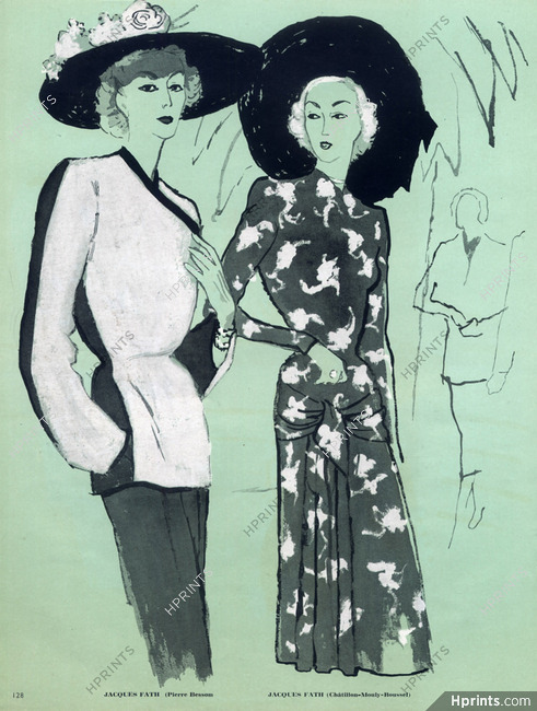 Jacques Fath 1946 Summer Dresses, Chatillon Mouly Roussel, Pierre Besson