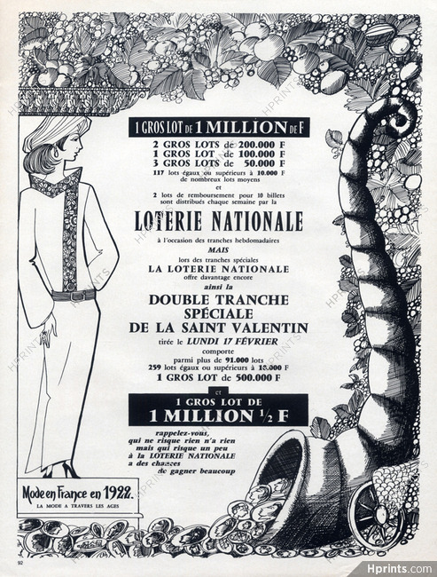 Loterie Nationale 1969 "Mode en France en 1922", Lesourt