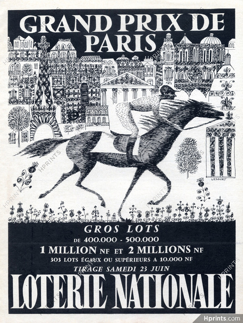 Loterie Nationale 1965 Horse Racing, Jockey, Lesourt