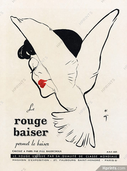 Rouge Baiser 1949 René Gruau Lipstick (Dove)