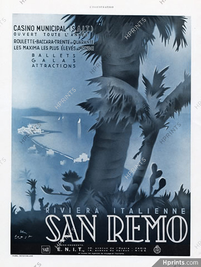 San Rémo 1937 Riviera Italienne, Italia, Seashore