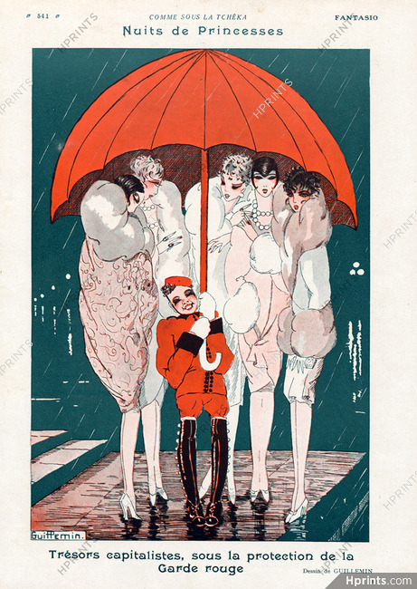 Guillemin 1928 "Nuits de Princesses" Elegants Bellhop Umbrella Roaring Twenties