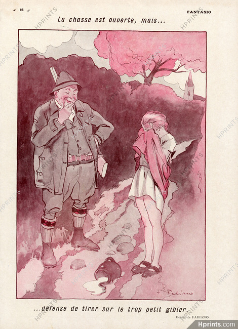 Fabiano 1928 ''La chasse est ouverte mais...'' Hunter And Girl Crying