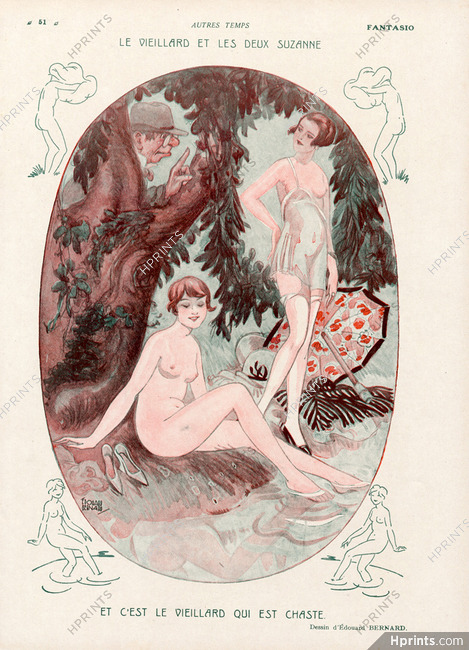 Edouard Bernard 1928 Les Deux Suzanne, Attractive Girls, Nude