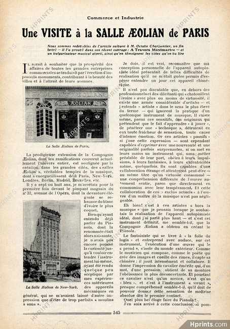 Une Visite à la Salle Aeolian de Paris, 1913 - Pianola, 2 pages
