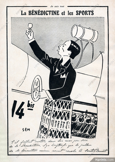 Bénédictine 1911 SEM Santos Dumont Caricature