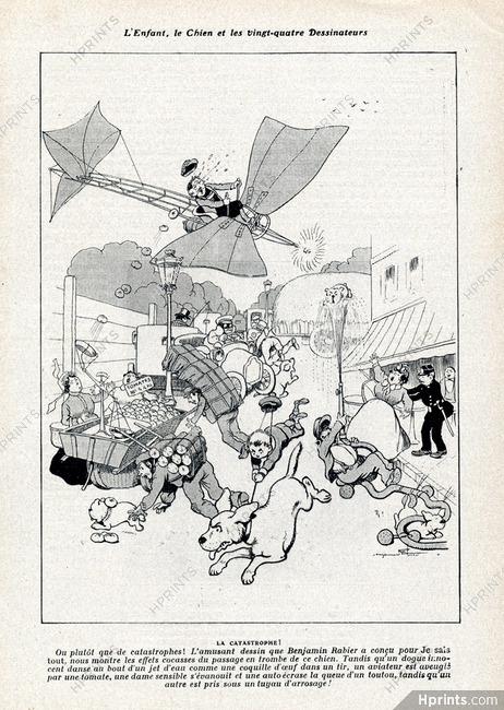 Benjamin Rabier 1910 Dog Humoristic Drawing