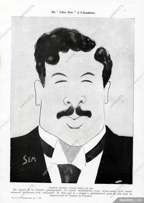 SEM (Georges Goursat) 1907 Maurice Donnay Caricature