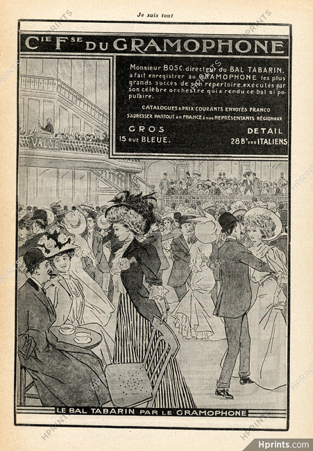 Gramophone 1907 Le Bal Tabarin, Art Nouveau, Dancers