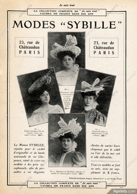 Madame Sybille (Millinery) 1905
