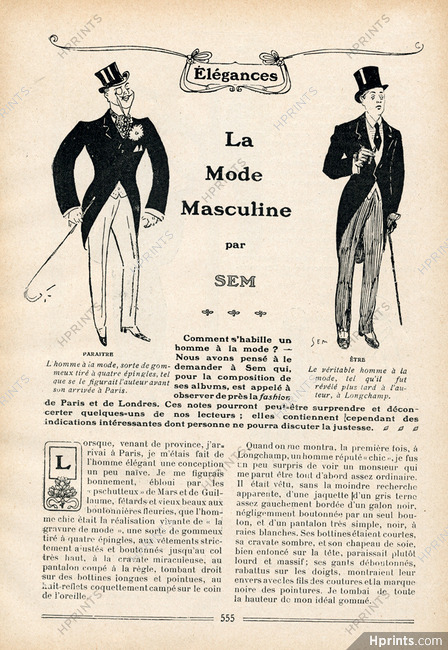 La Mode Masculine, 1906 - Men's Clothing The Fashionable Man, Text and drawings by SEM, Text by SEM, 12 pages