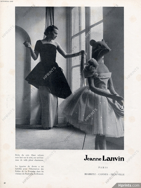 Jeanne Lanvin 1949 Velour noir laçé sur le coté, Opera Dancer