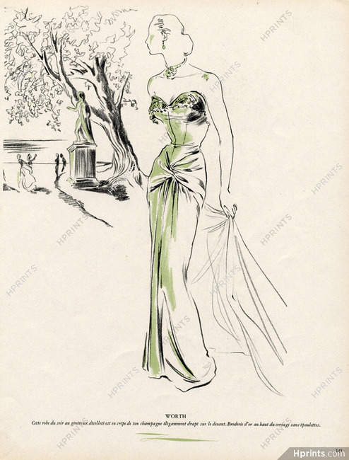 Worth 1947 Evening Gown, Haramboure