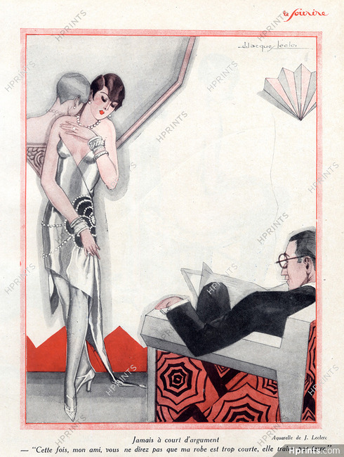 Jacques Leclerc 1926 Roaring Twenties Fashion Evening Gown Art Deco Style