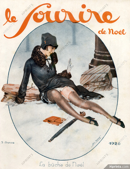 Léo Fontan 1926 La Bûche de Noël Elegant Parisienne Stockings Hosiery