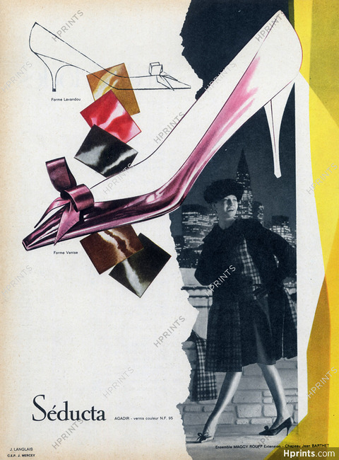Seducta (Shoes) 1961 J.Langlais Fashion Maggy Rouff