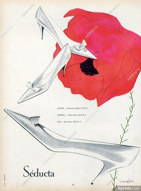 Seducta (Shoes) 1960 J.Langlais Flower Poppy
