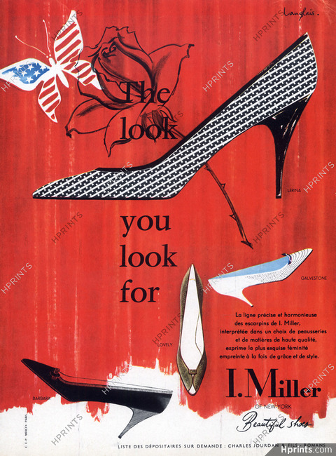 I.Miller (Shoes) 1957 J. Langlais Rose Butterfly