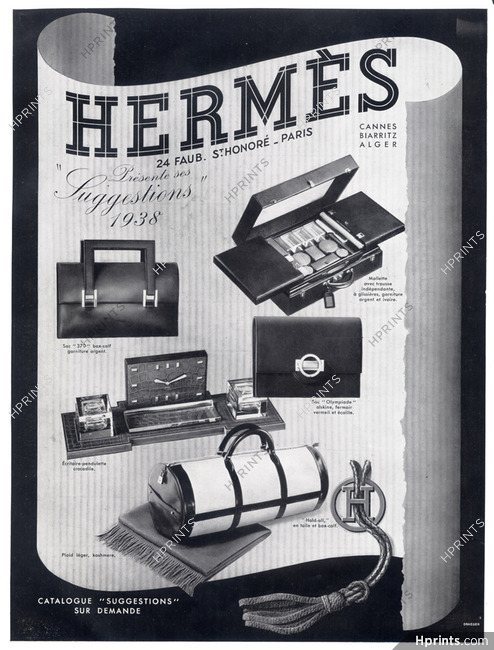 Hermès 1937 Sacs à main, Mallette, Ecritoire, Plaid, "Hold-all" (L)