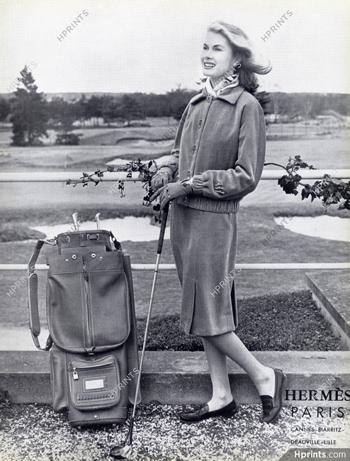 Hermès (Couture) 1958 Suit & Golf Bag — Clipping