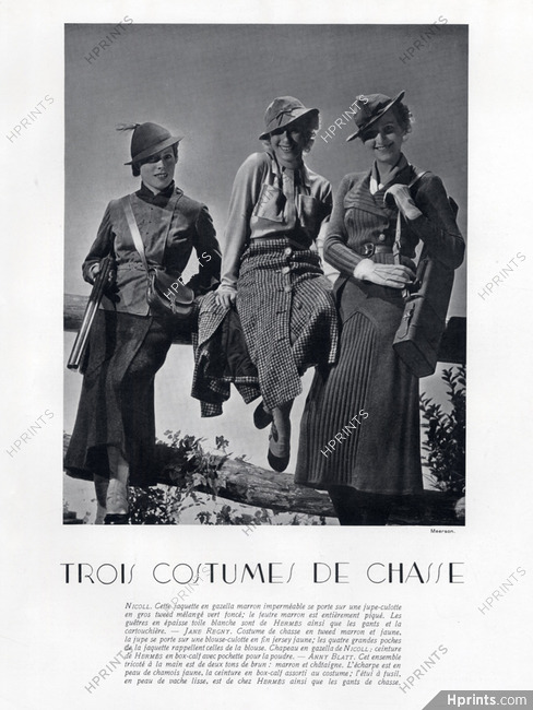 Jane Regny Anny Blatt & Nicoll 1935 Suits, Hunting Hermes