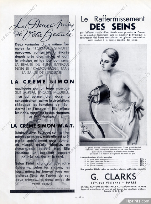 Crème Simon (Cosmetics) 1935 Jean Adrien Mercier G.Clarks