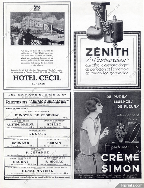 Crème Simon (Cosmetics) 1925 Vilà & Hotel Cecil