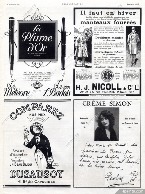 Crème Simon (Cosmetics) 1922 Paulin Pô & Dusausoy Jewels