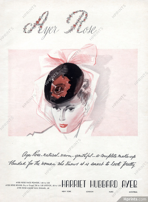 Harriet Hubbard Ayer (Cosmetics) 1939 Rose Face Powder Making-up