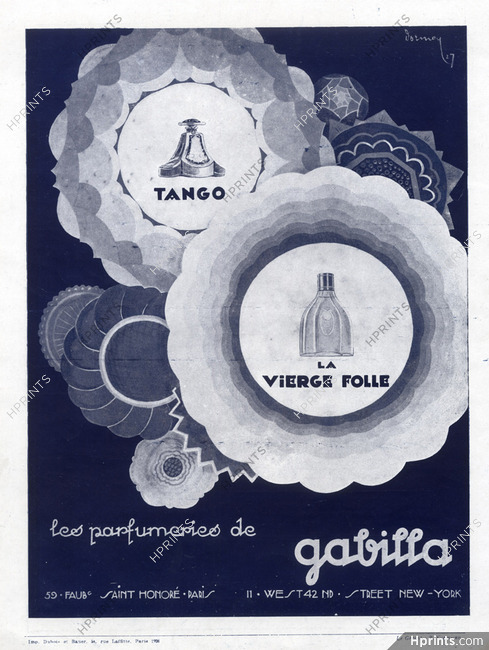 Gabilla (Perfumes) 1927 Tango La Vierge Folle Dormoy