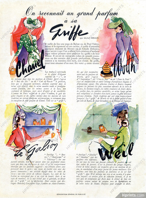 Chanel, Worth, Le Galion, Weil (Perfumes) 1942