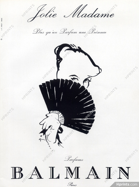 Pierre Balmain (Perfumes) 1965 René Gruau, Fan