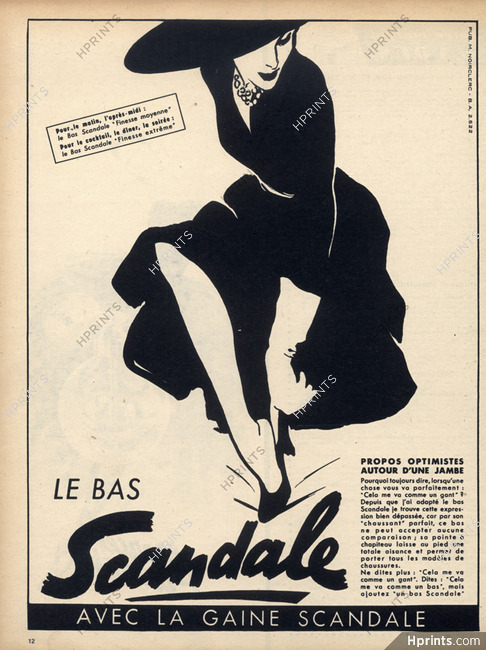 Scandale 1952 René Gruau Stockings Hosiery