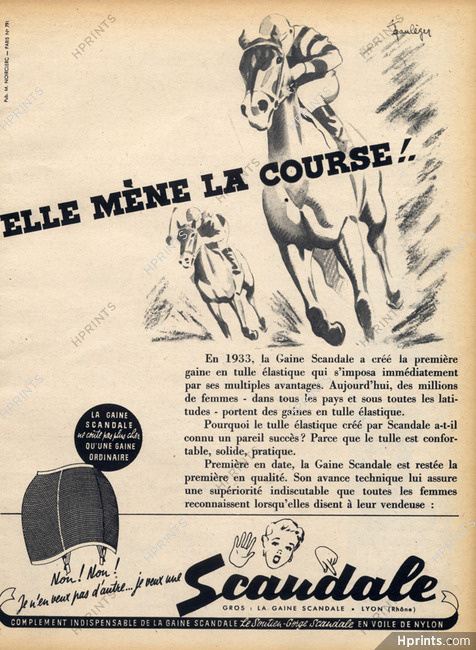 Scandale (Lingerie) 1949 Jeanléger Girdle Horse Racing