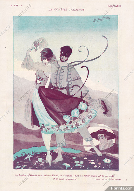 Umberto Brunelleschi 1919 The Italian Comedy Orlandin & Bellissima Fiuma Theatre Costume