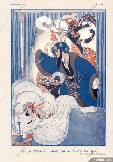 Gerda Wegener 1919 Twelfth Night Cake Maid The Three Kings Oriental Babydoll Nightie