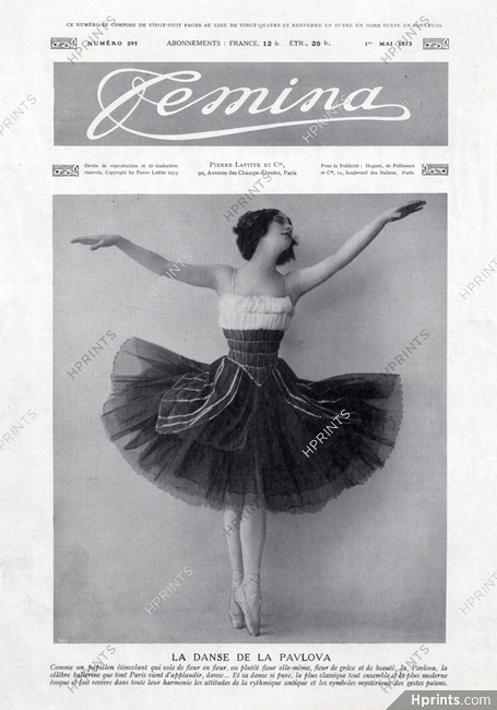 Pavlova 1913 Russian Dancer As a Butterfly