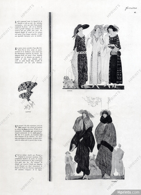 Lucile Evening Gown Embroidery & Premet Velvet Coats 1922