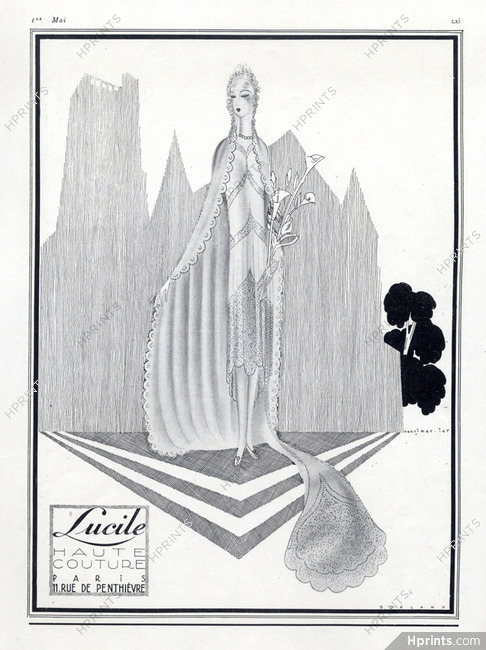 Lucile 1926 Wedding Dress Embroidery Fashion Illustration Henri Mercier