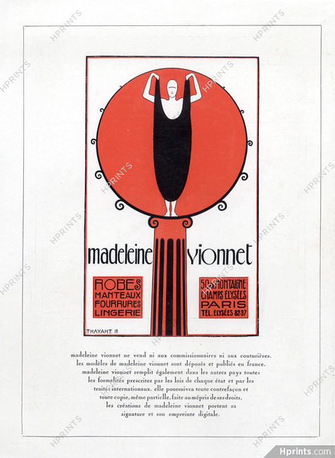 Madeleine Vionnet 1923 Avenue Montaigne Thayaht Label