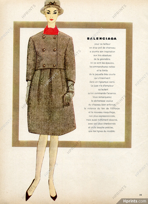 Balenciaga (Couture) 1958 Baschmakoff, Winter Suit